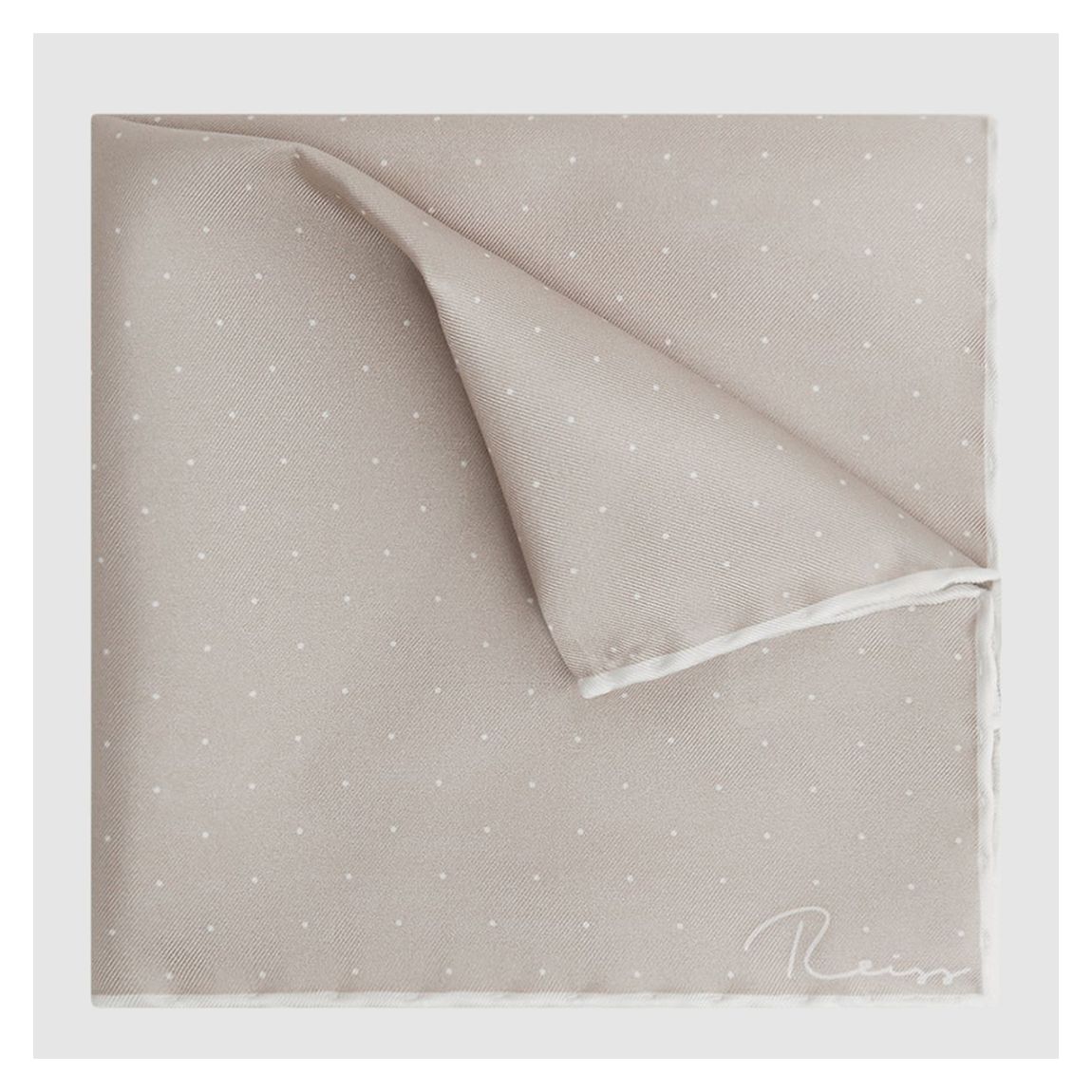 Beige Liam Polka Dot Silk Pocket Square main product photo
