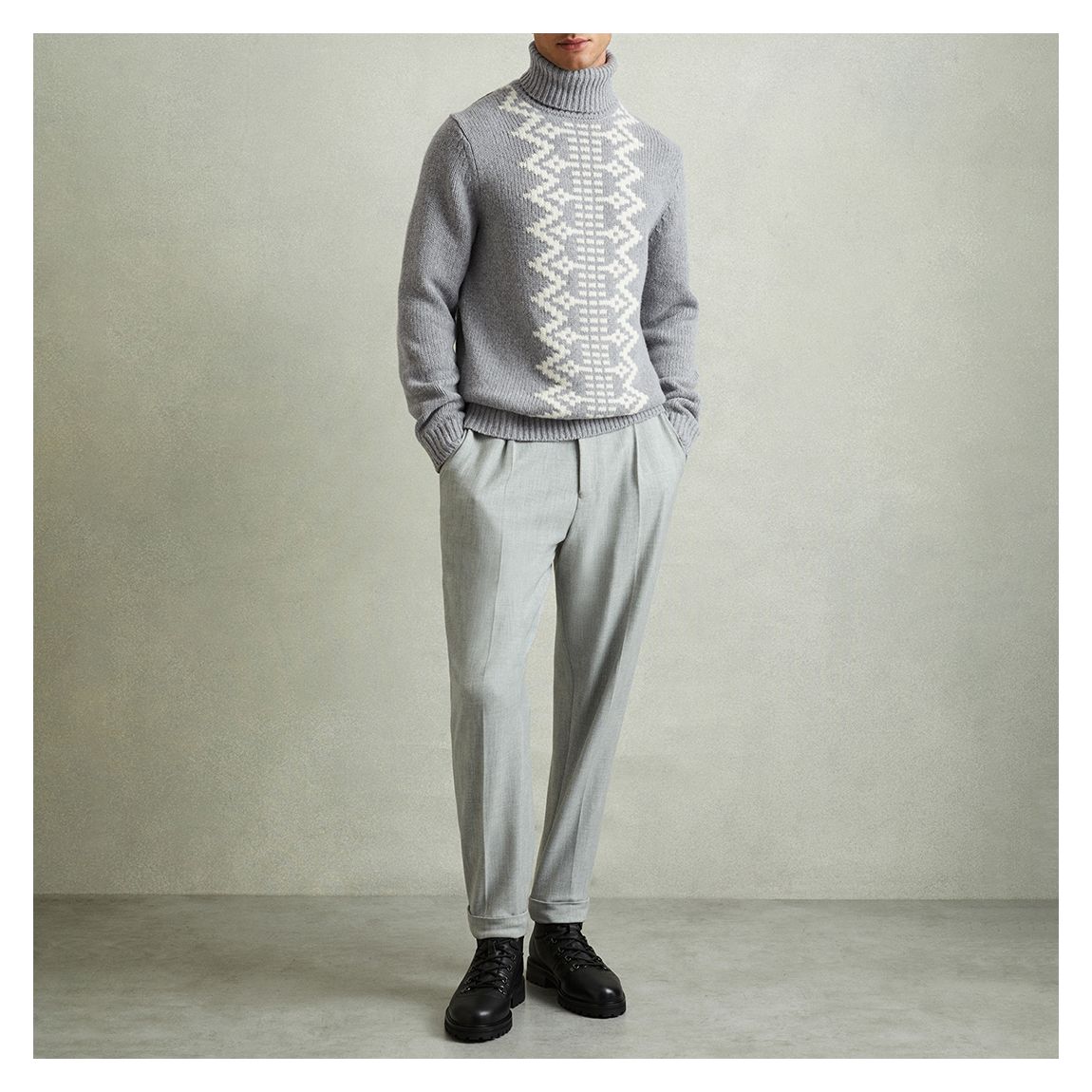Grey Denvar Wool Blend Roll Neck Jumper main product photo
