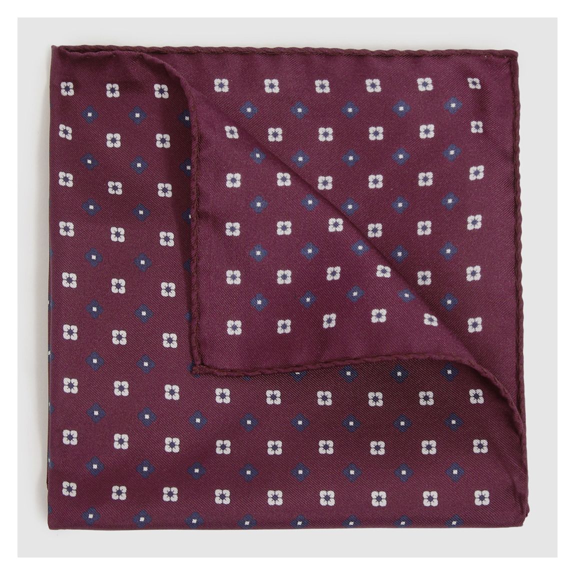 Burgundy Perugia Floral Medallion Pocket Square main product photo