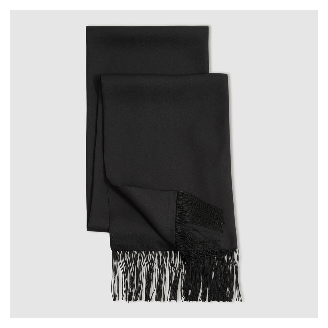 Black Meyer Plain Silk Fringed Scarf main product photo