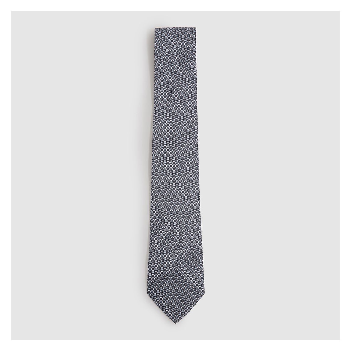 Navy Orta Geo Chain Detail Print Silk Tie main product photo