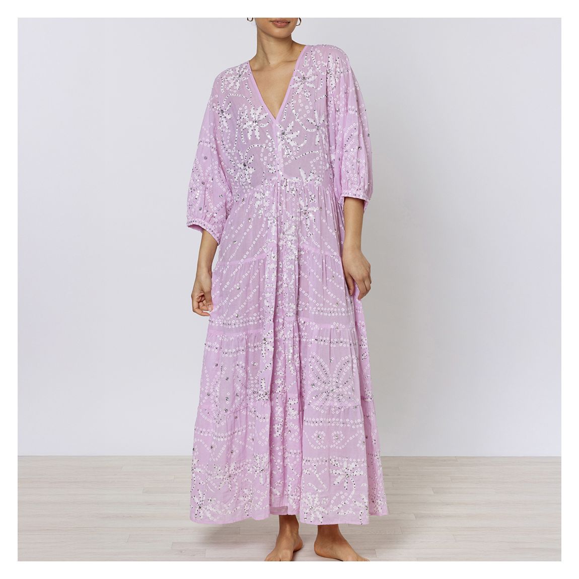 V-Neck Maxi Dress With Lily Print main product photo