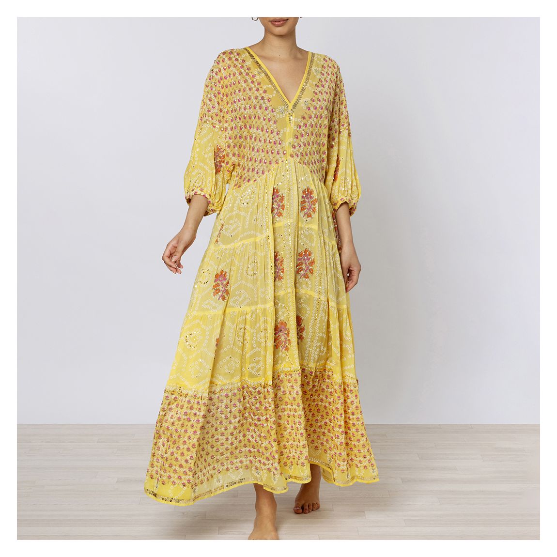 Silk Print Dress With Sequin Embroidery main product photo