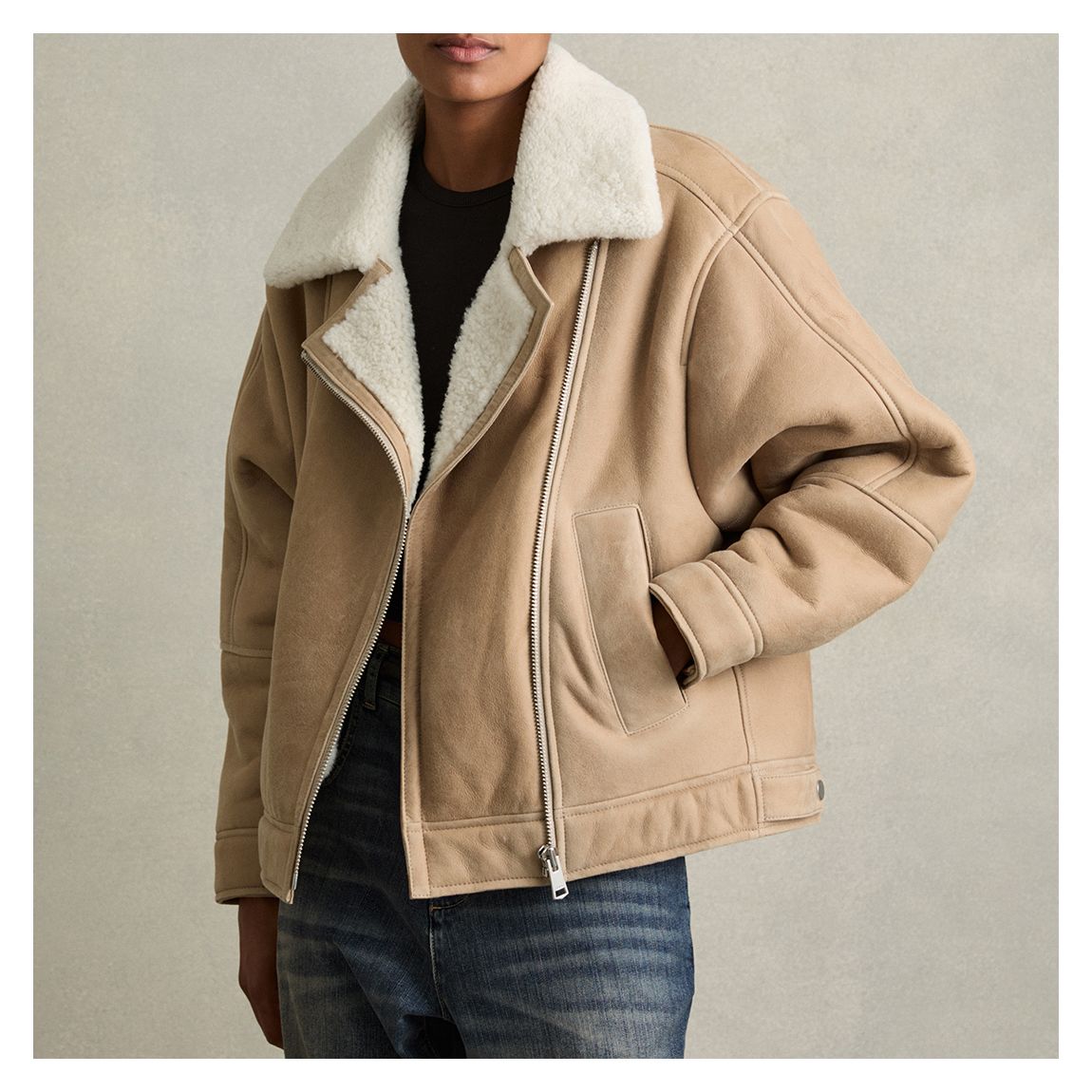 Tan Mona Leather Shearling Aviator main product photo