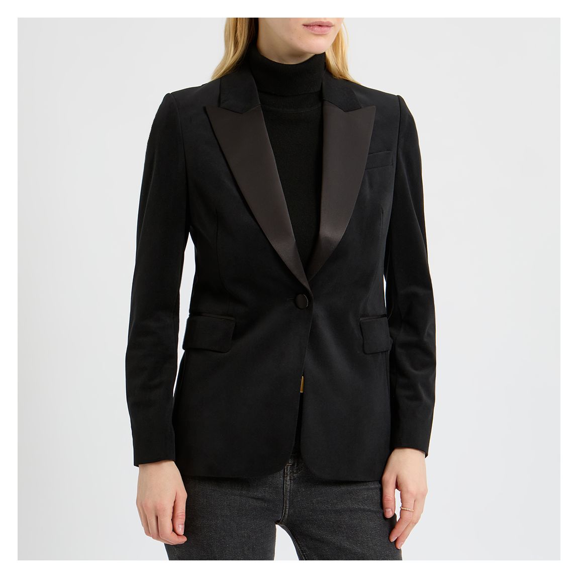 Black Adaline Velvet Blazer main product photo