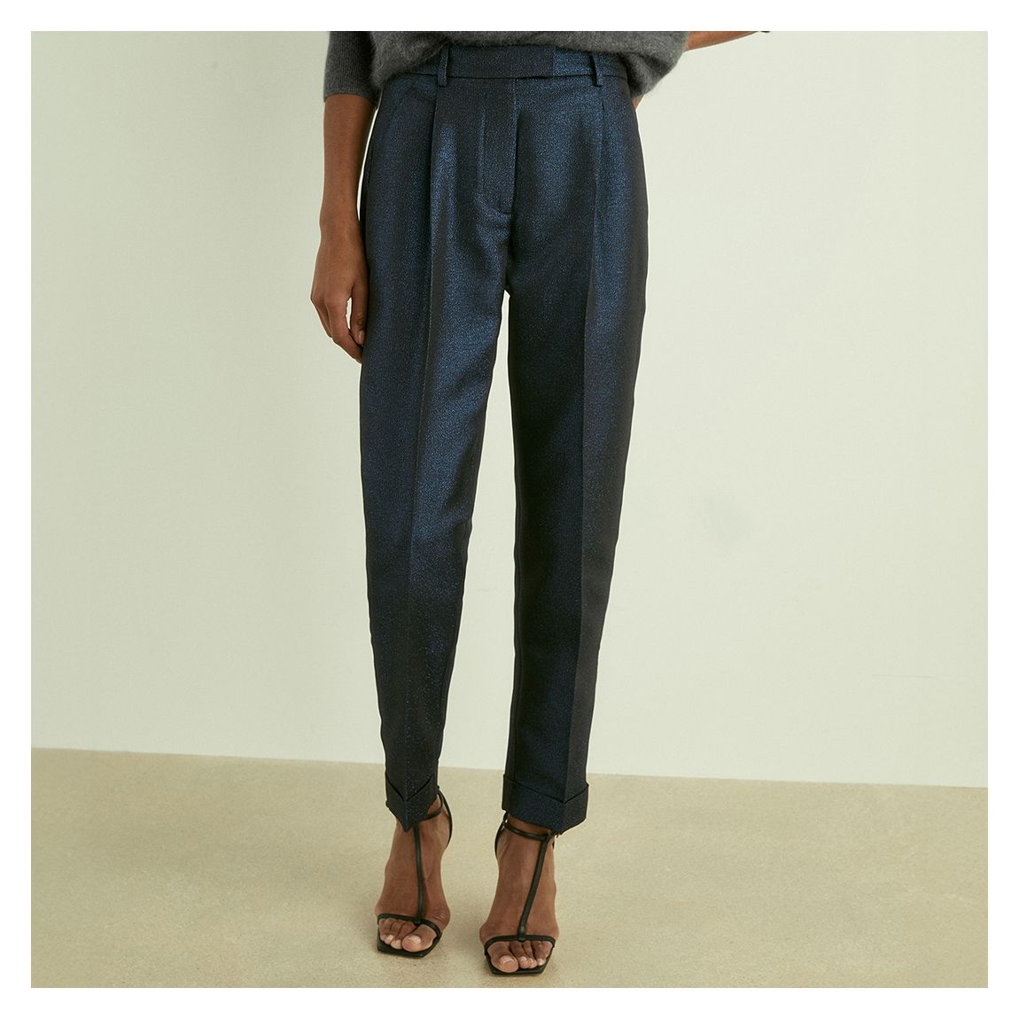 Navy Sienna Sparkle Taper Trousers main product photo