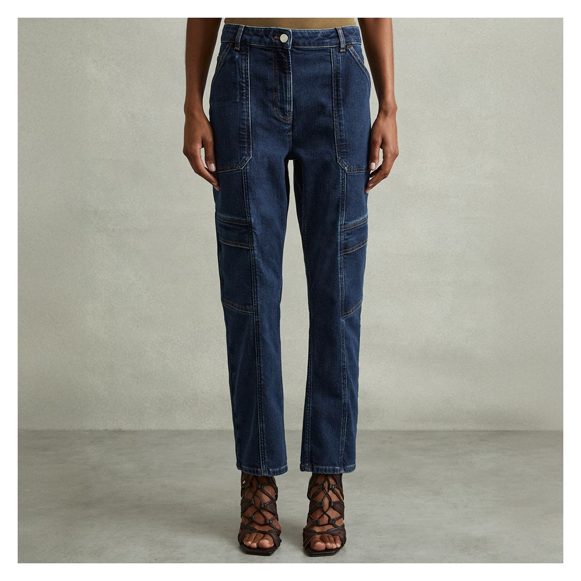 Dark Blue Jem Utility Taper Jeans main product photo