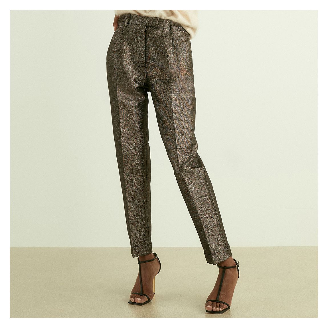 Dark Gold Sienna Sparkle Taper Trousers main product photo