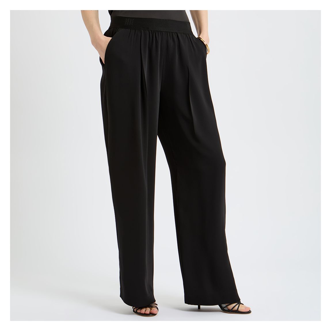 Black Iona Wide Leg Trousers main product photo