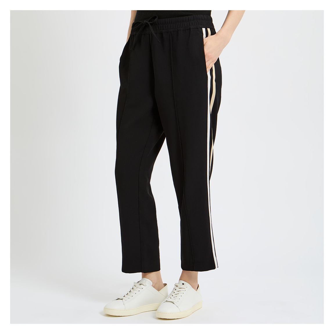 Black Oria Double Stripe Tapered Trousers main product photo