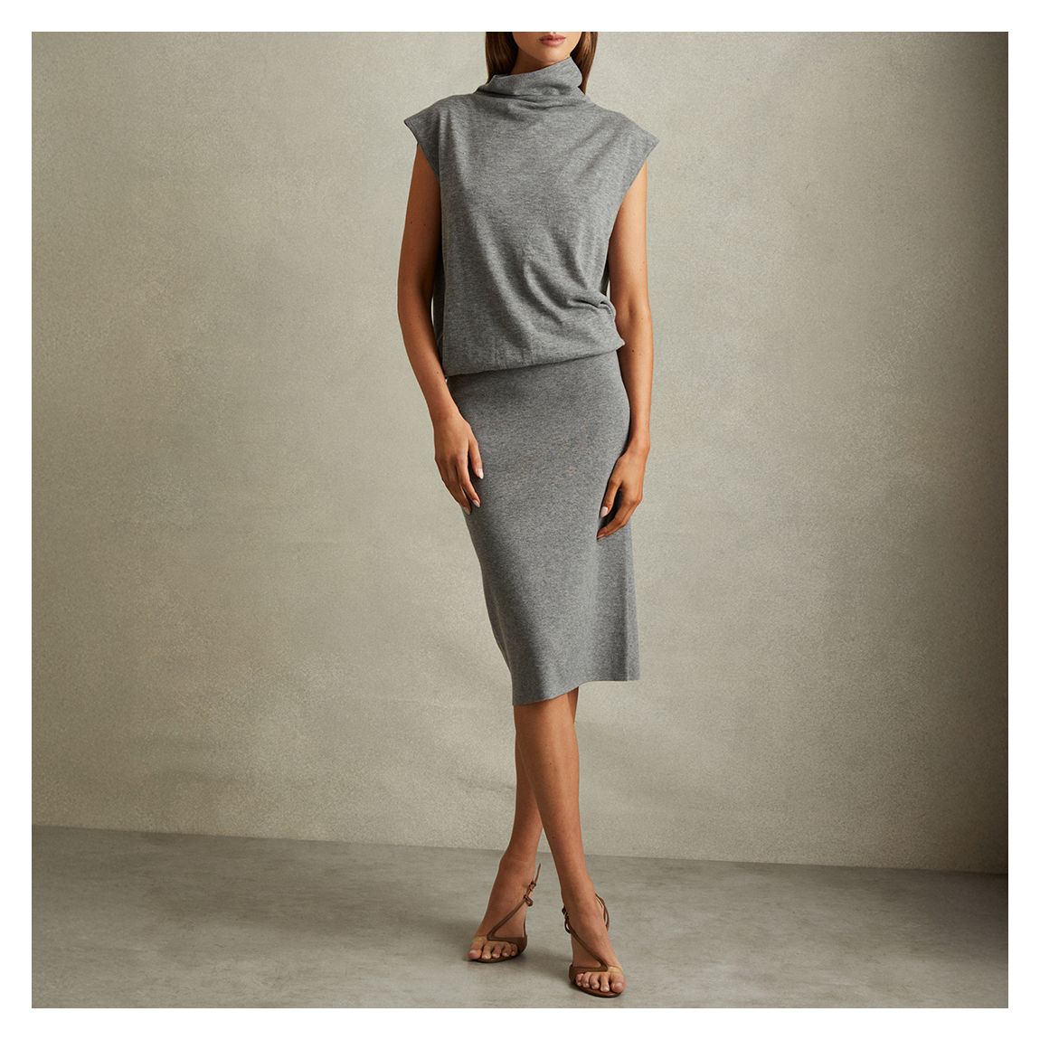 Grey Hester Sleeveless Knitted Midi Dress main product photo