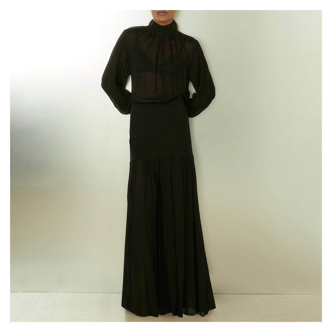 Black Octivia Sheer Long Sleeve Gown main product photo