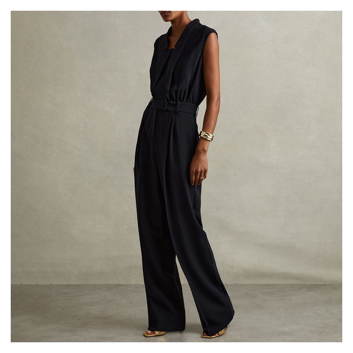 Navy Sara Tux Detail Jumpsuit main product photo