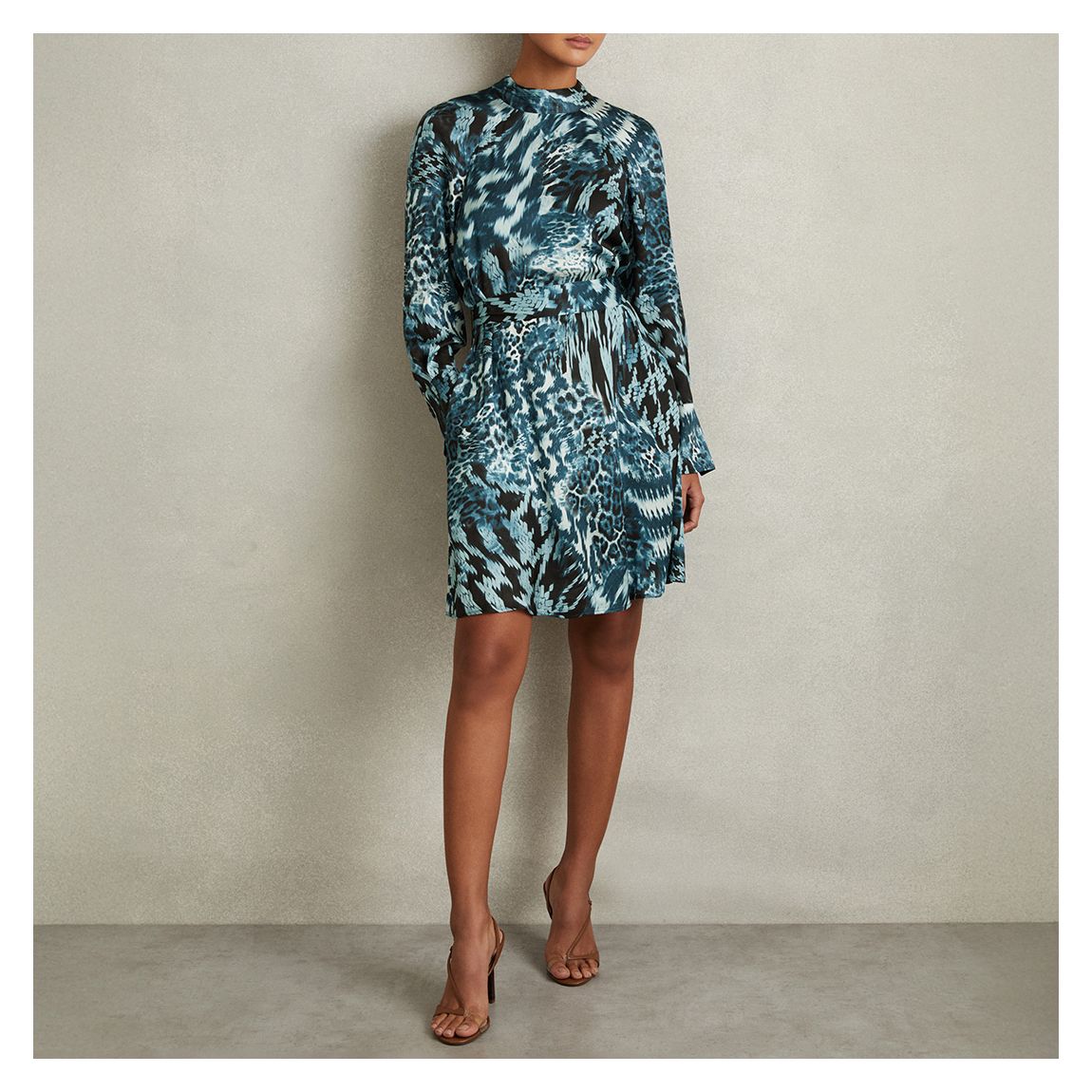 Teal Ester Printed Flippy Dress main product photo