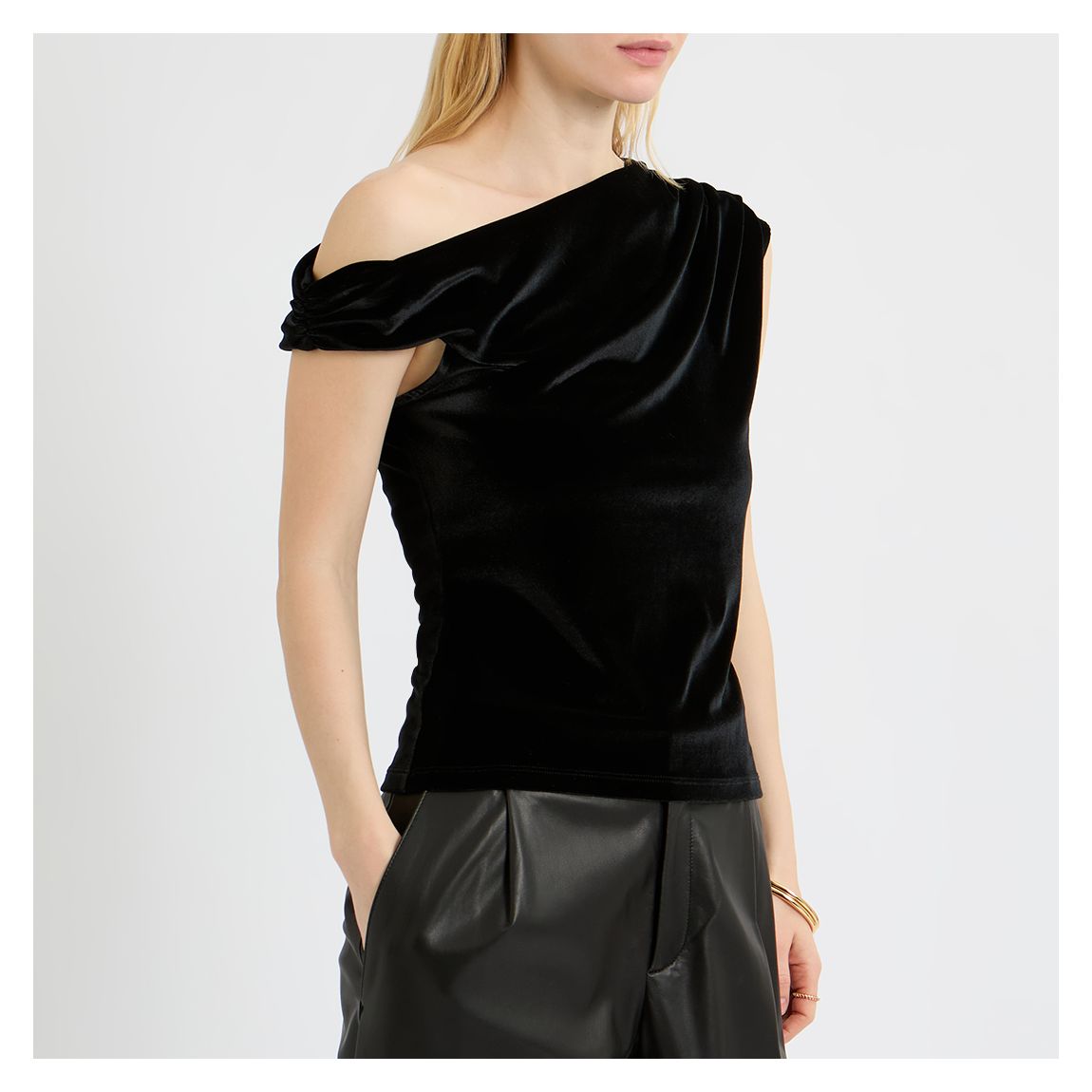 Black Millie Velvet Off Shoulder Top main product photo