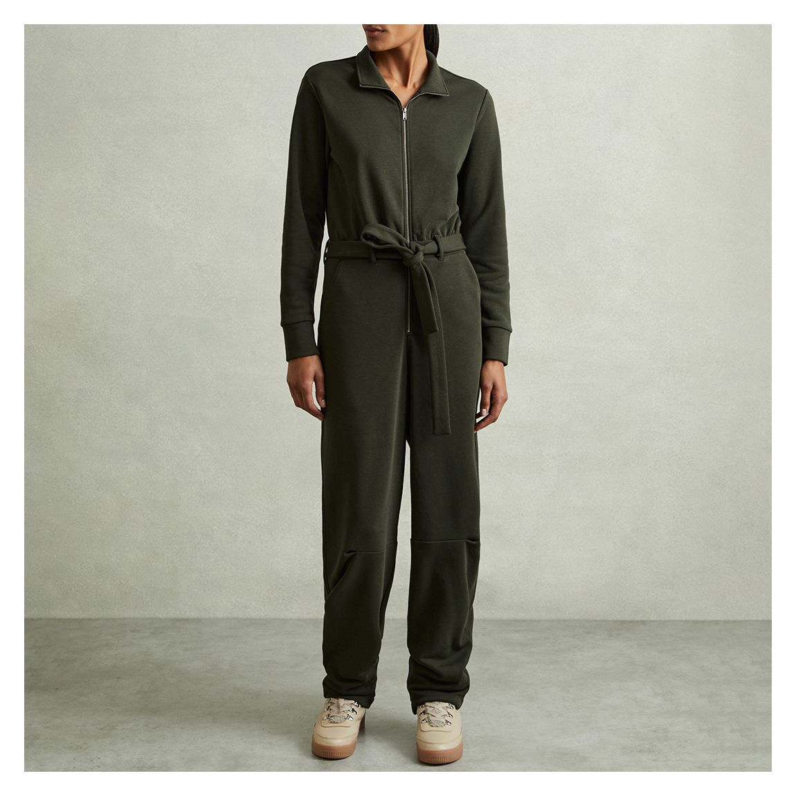 Dark Khaki Nina Utility Zip Jumpsuit main product photo