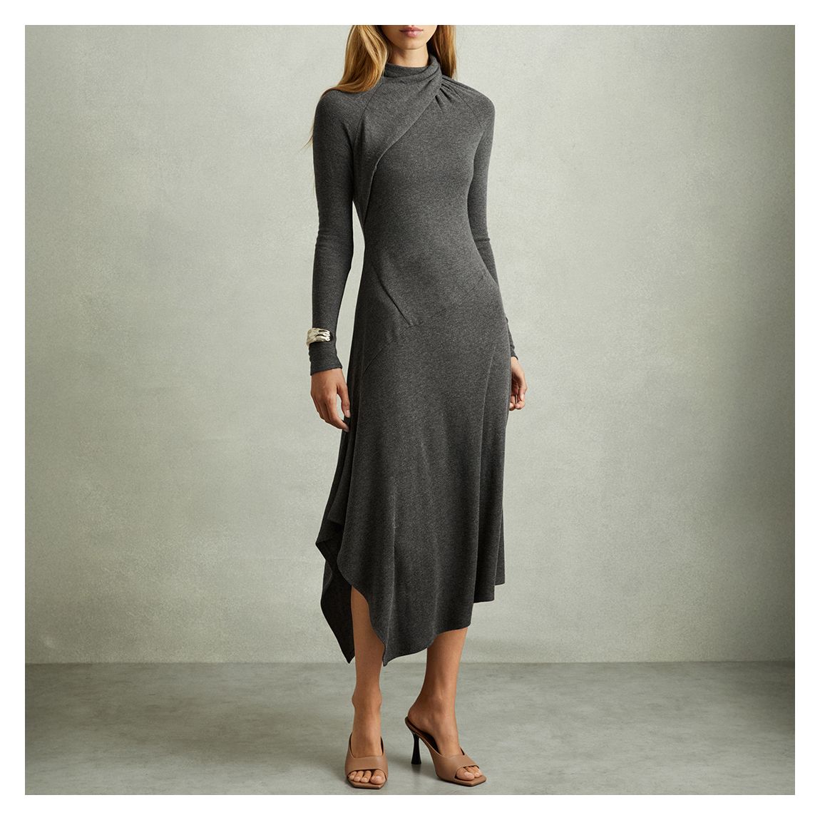 Charcoal Catlyn Asymmetric Midi Dress main product photo