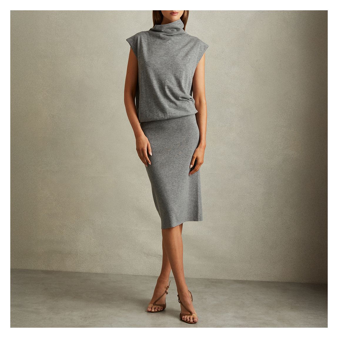 Grey Hester Sleeveless Knitted Midi Dress main product photo