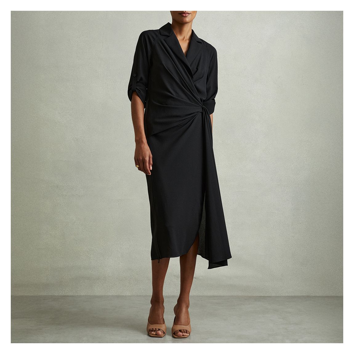Black Whitney Woven Midi Dress main product photo