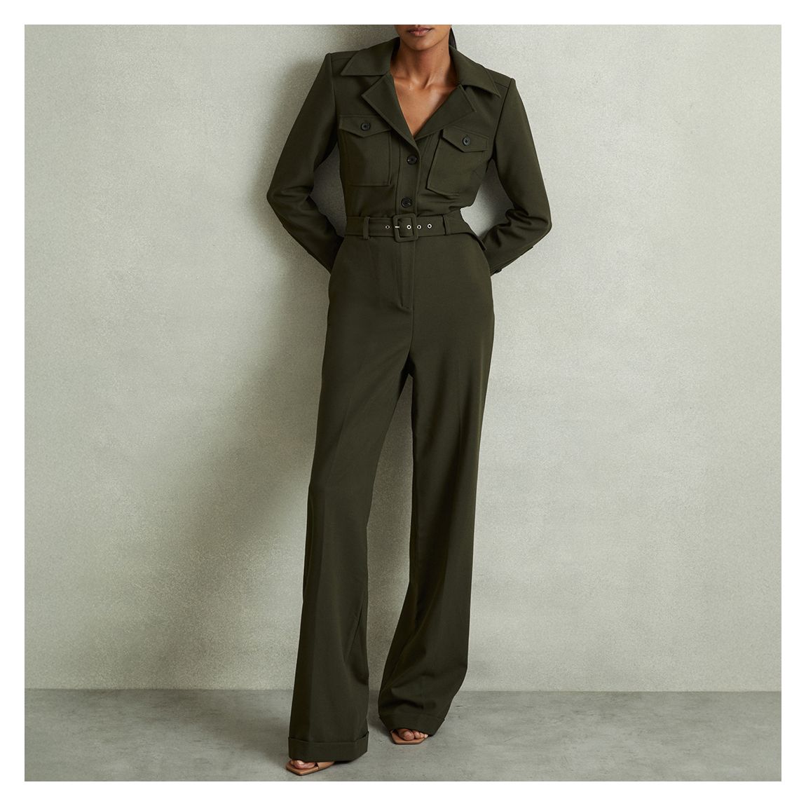Dark Khaki Ray Utility Tux Jumpsuit main product photo