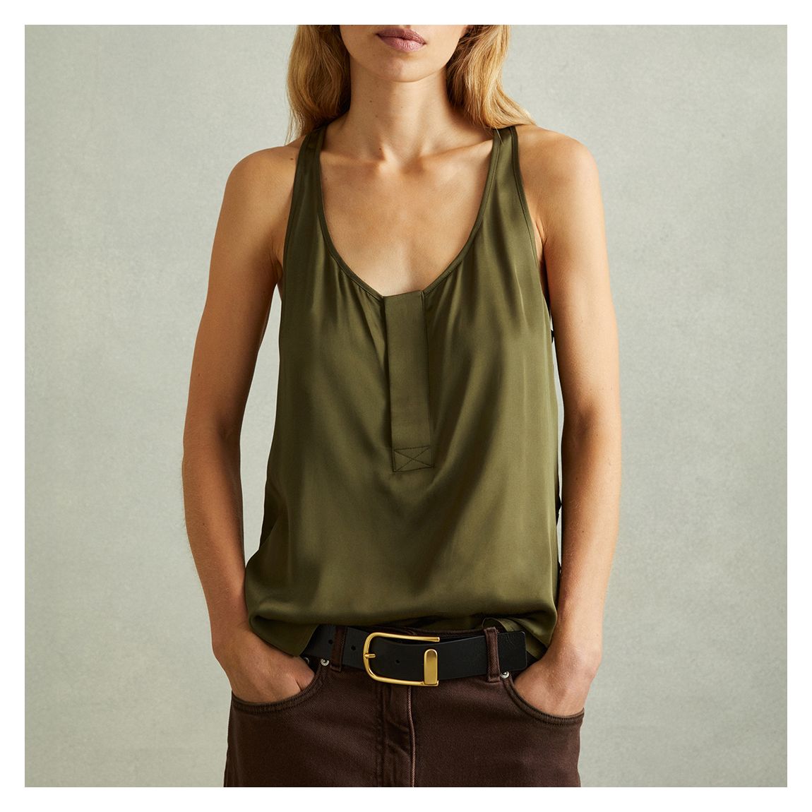 Khaki Frankie Scoop Neck Vest main product photo