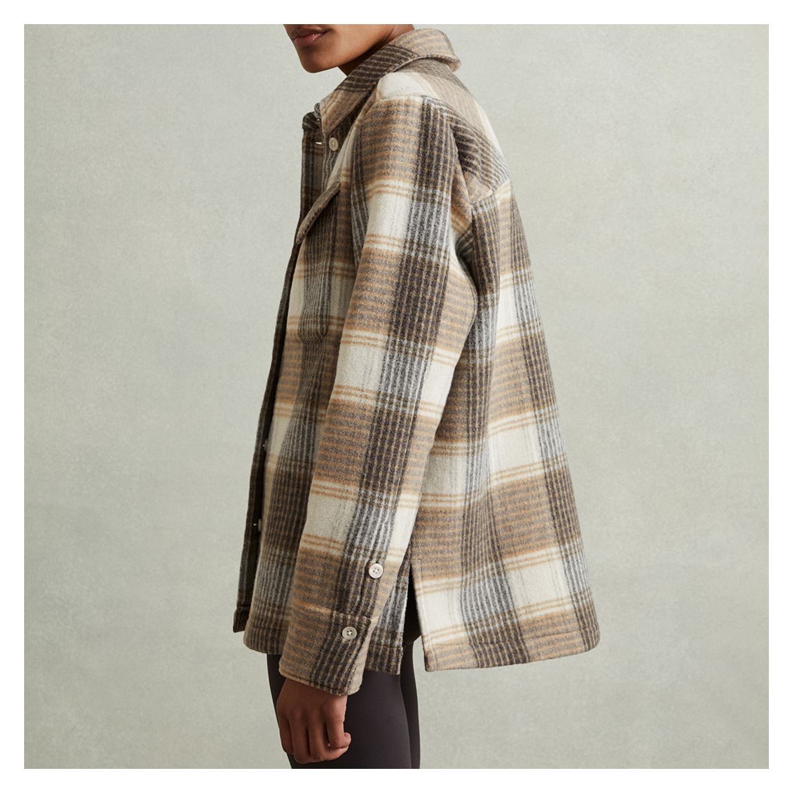 Beige Phoebe Check Shacket main product photo
