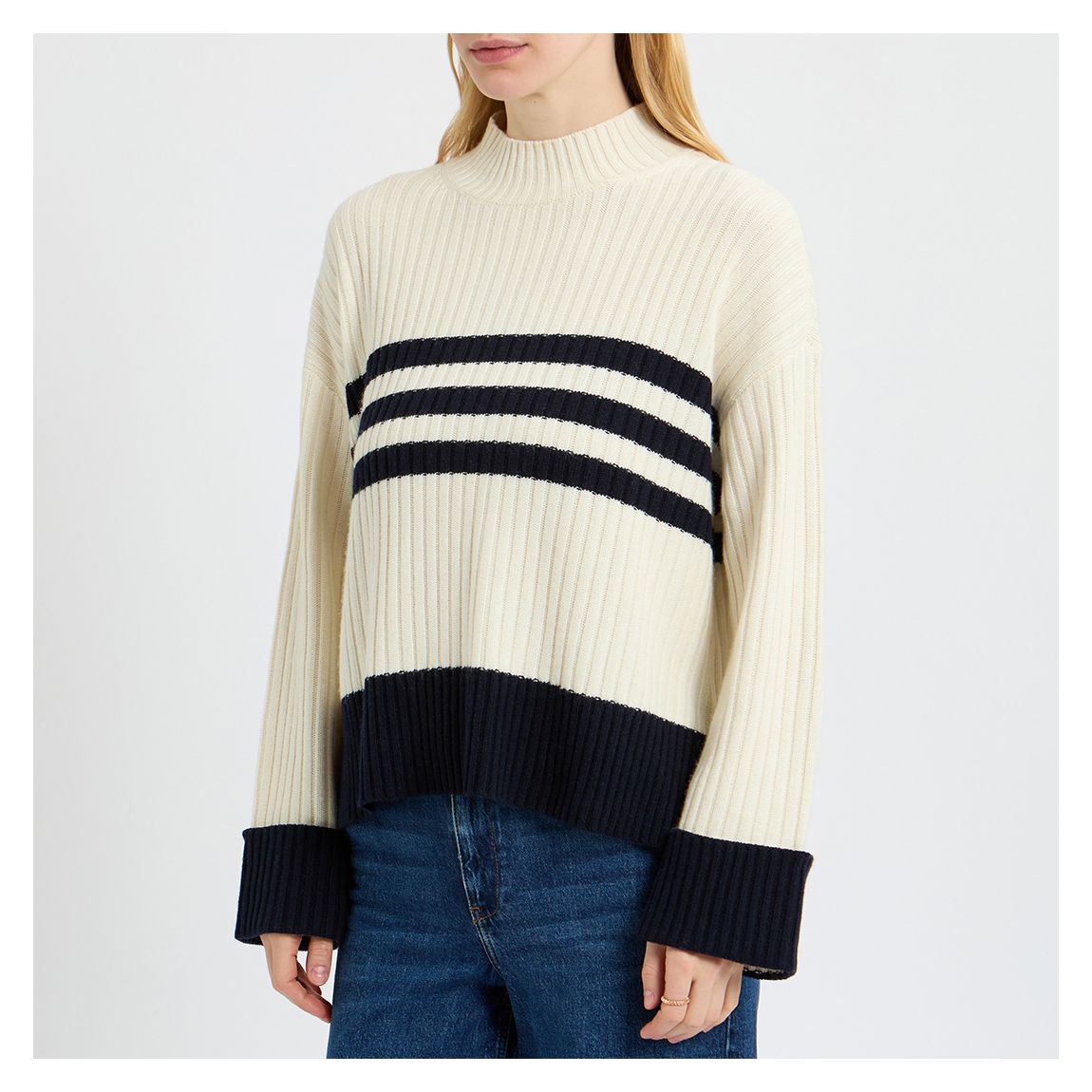 Cream/Navy Misha Mock Neck Jumper main product photo