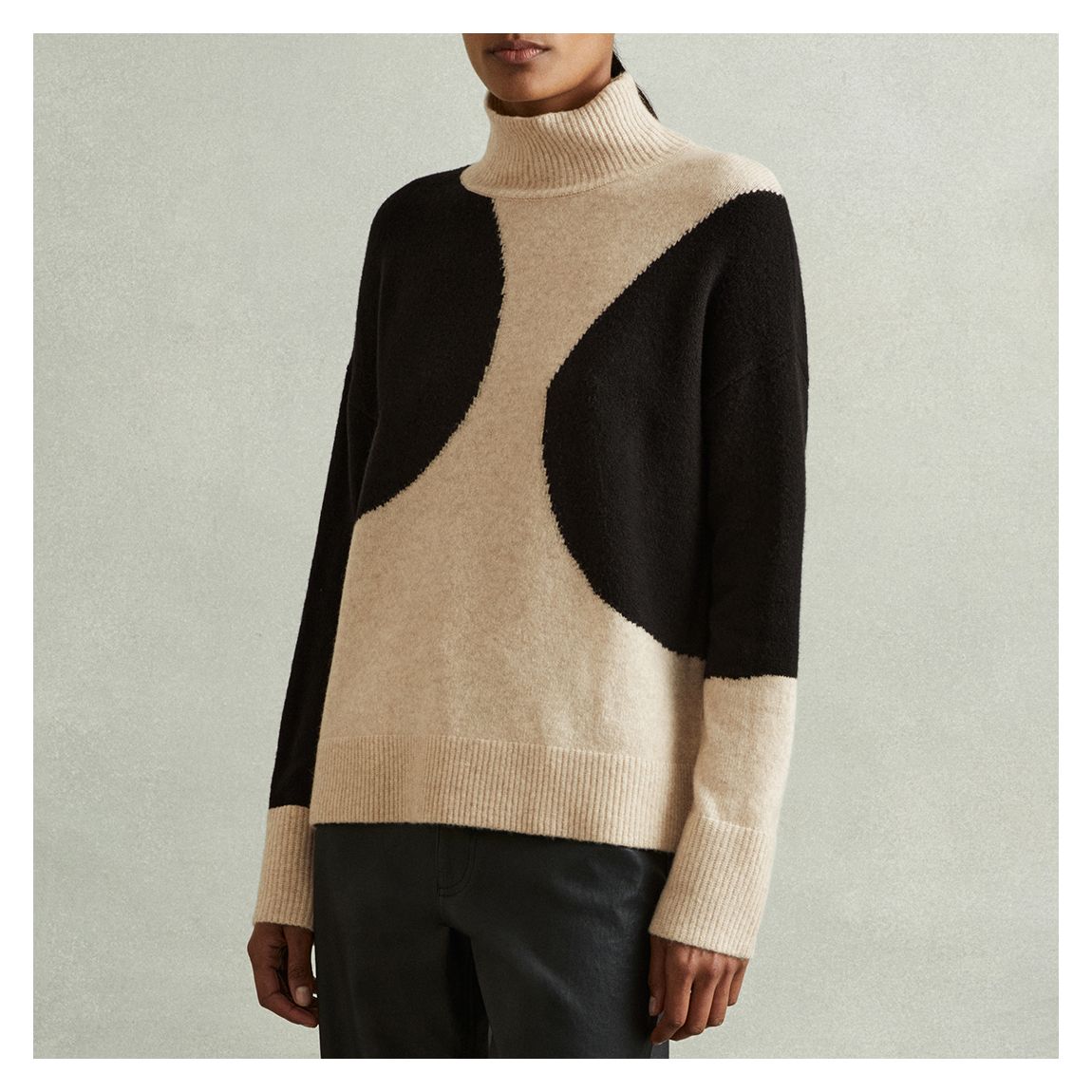 Ecru/Black Georgia Funnel Neck Turtleneck main product photo