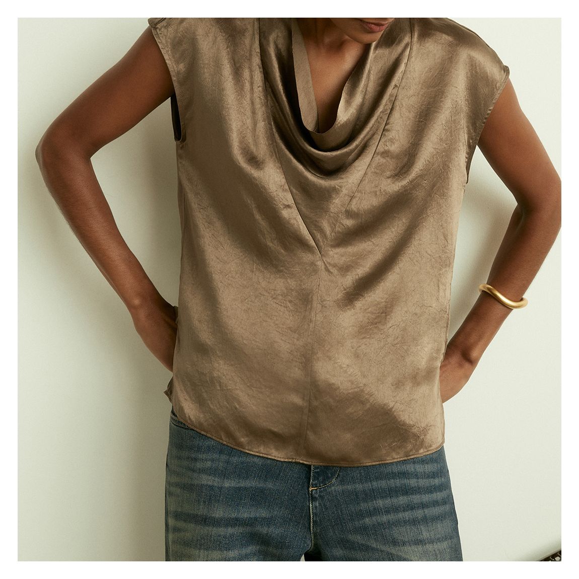 Bronze Fina Cowl Satin Top main product photo