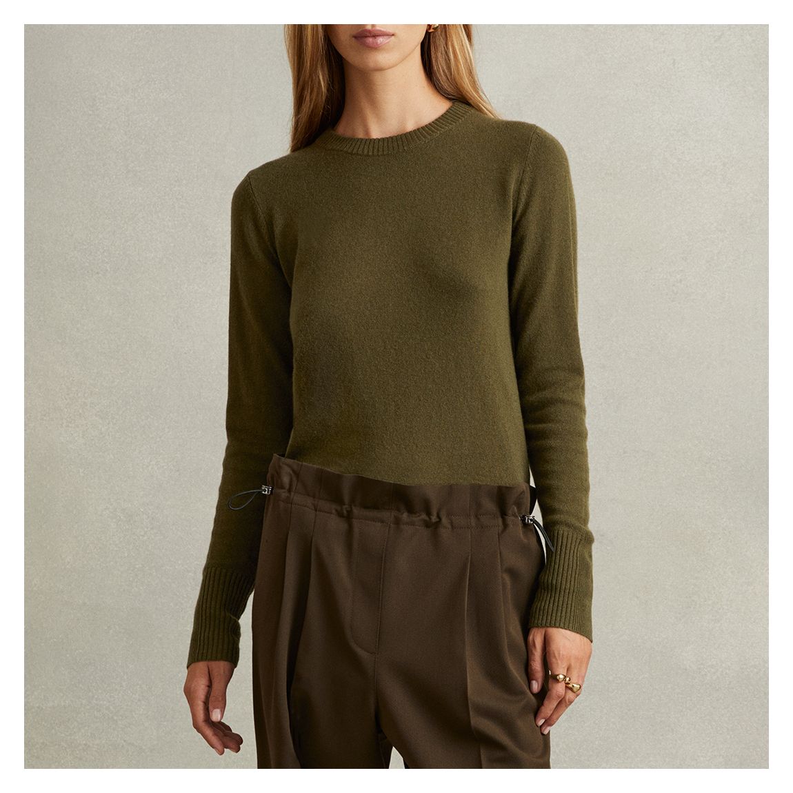 Dark Khaki Annie Wool Cashmere Blend Jumper main product photo