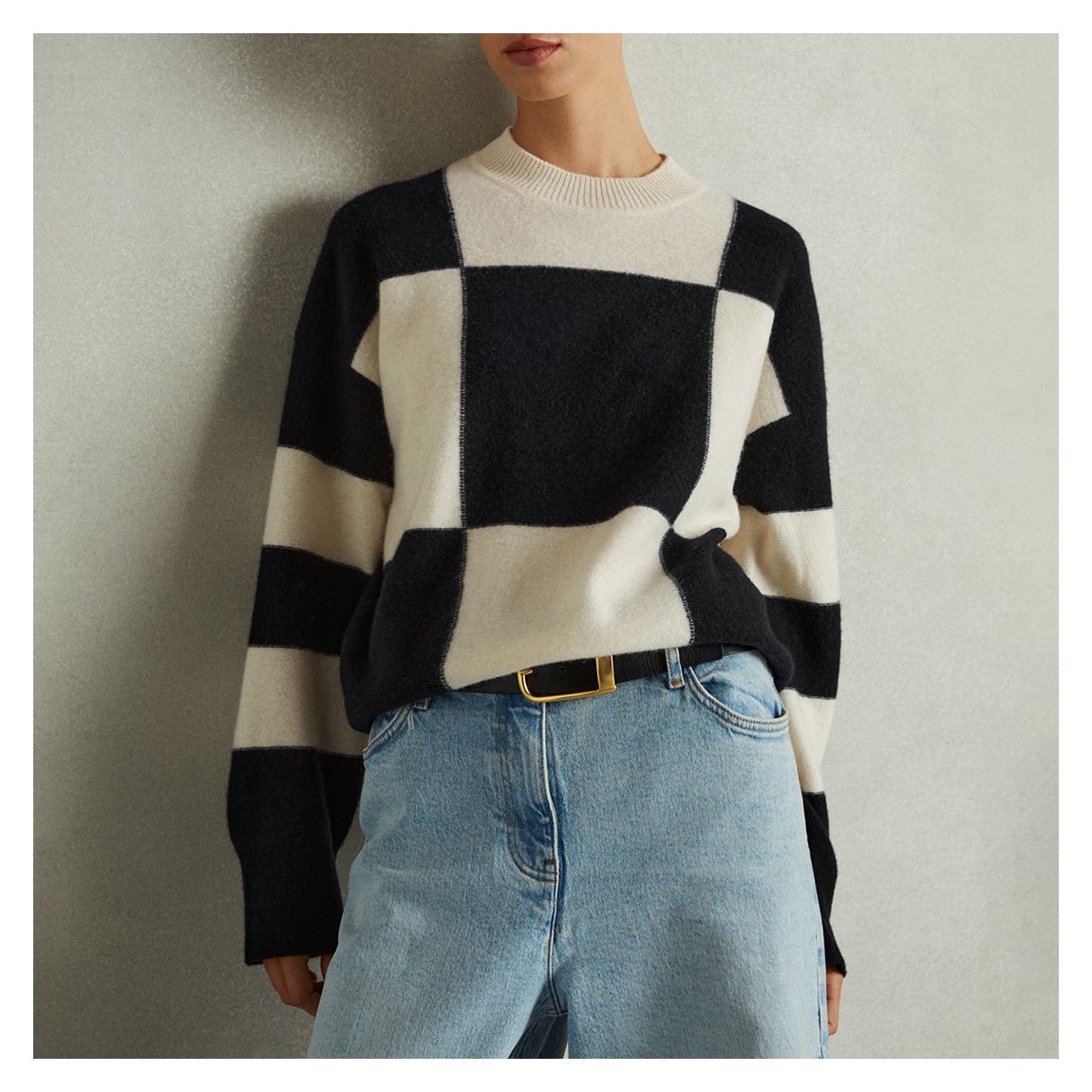 Black/White Becki Wool Cashmere Blend Jumper main product photo