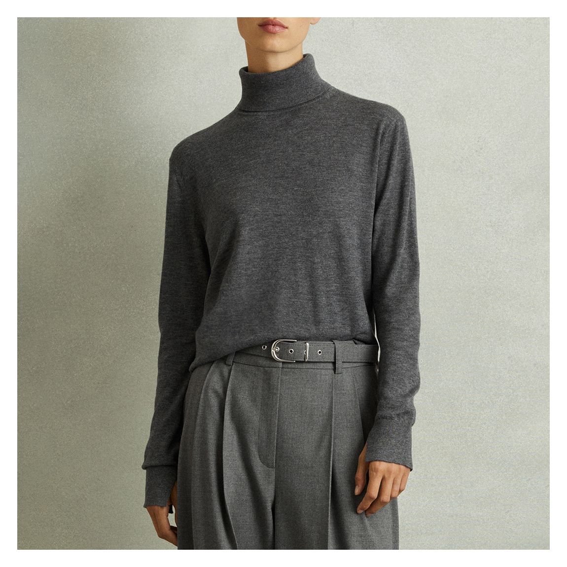 Charcoal Macy Merino Wool Roll Neck main product photo