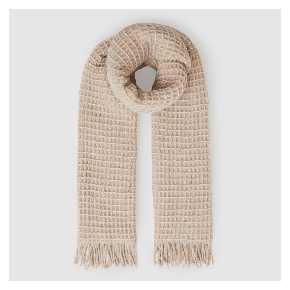 Ecru Norah Waffle Wool Scarf main product photo