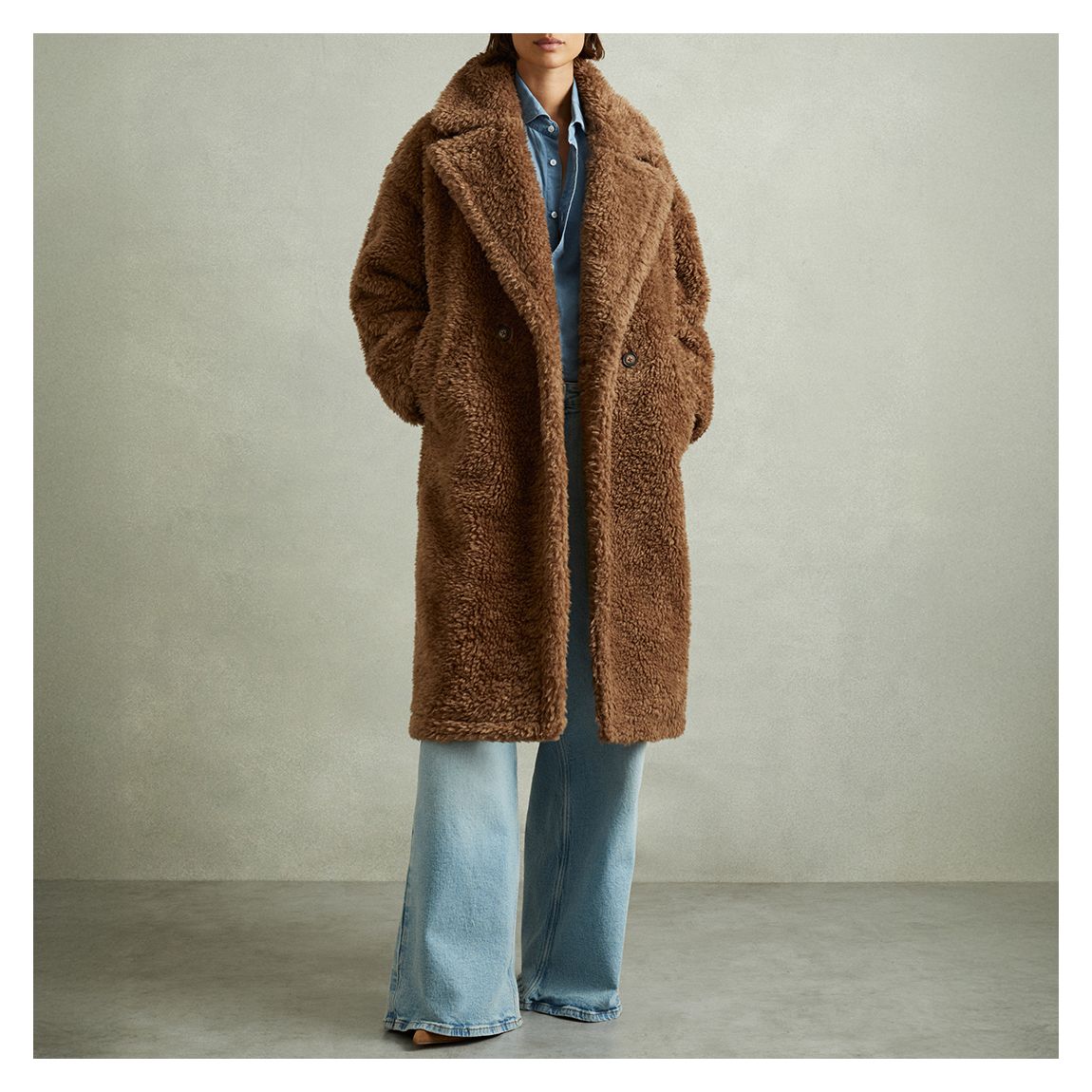 Brown Darla Long Teddy Coat main product photo