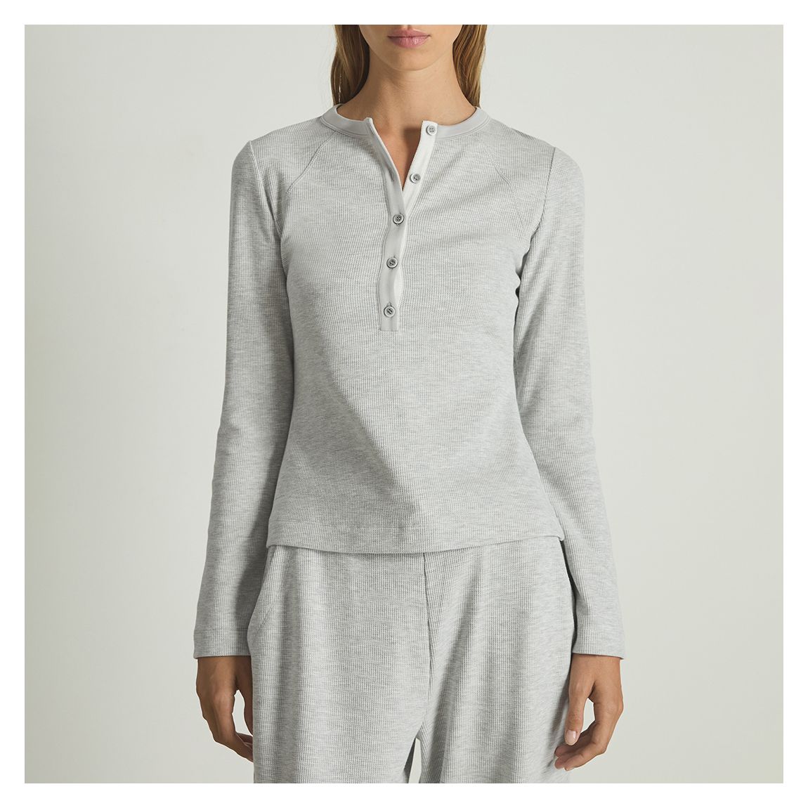 Light Grey Marl Taylor Waffle Henley main product photo