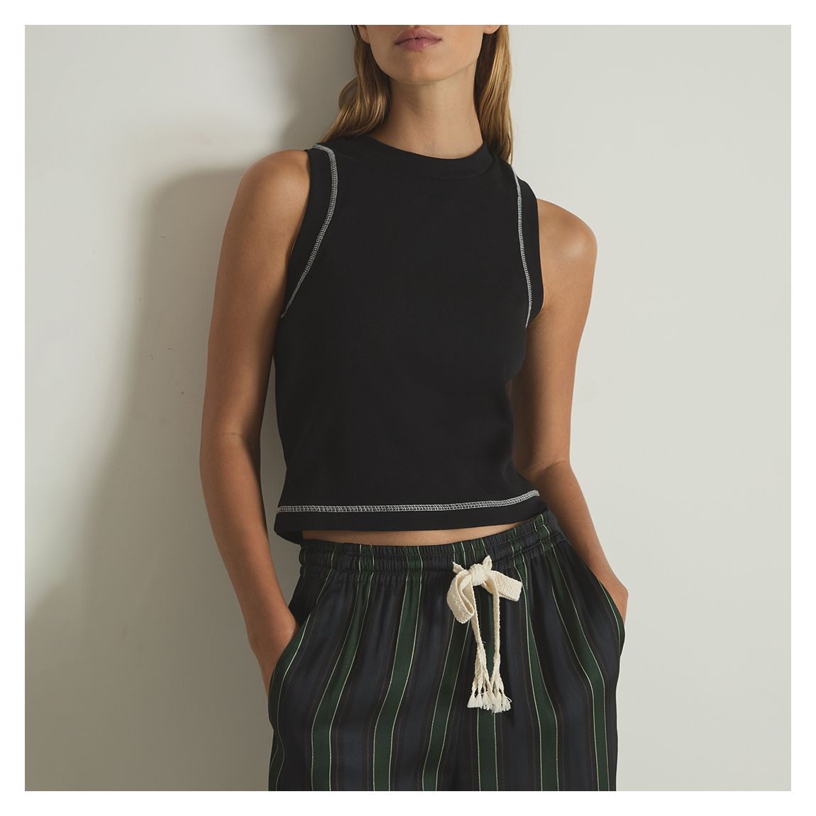 Black Lea Contrast Stitch Vest main product photo