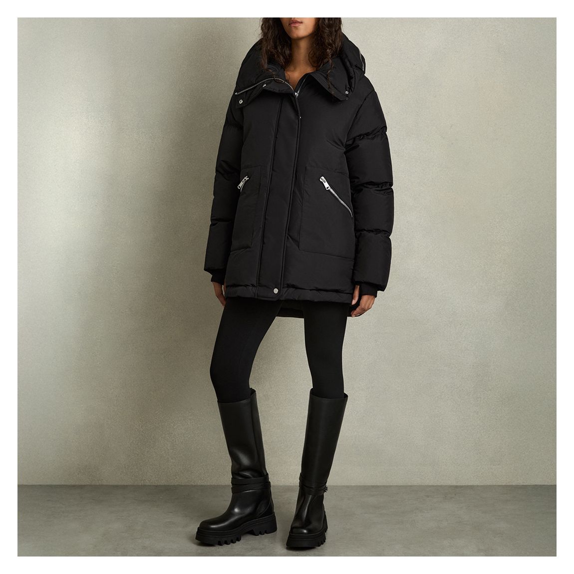 Black Lexie Hooded Puffer Coat main product photo