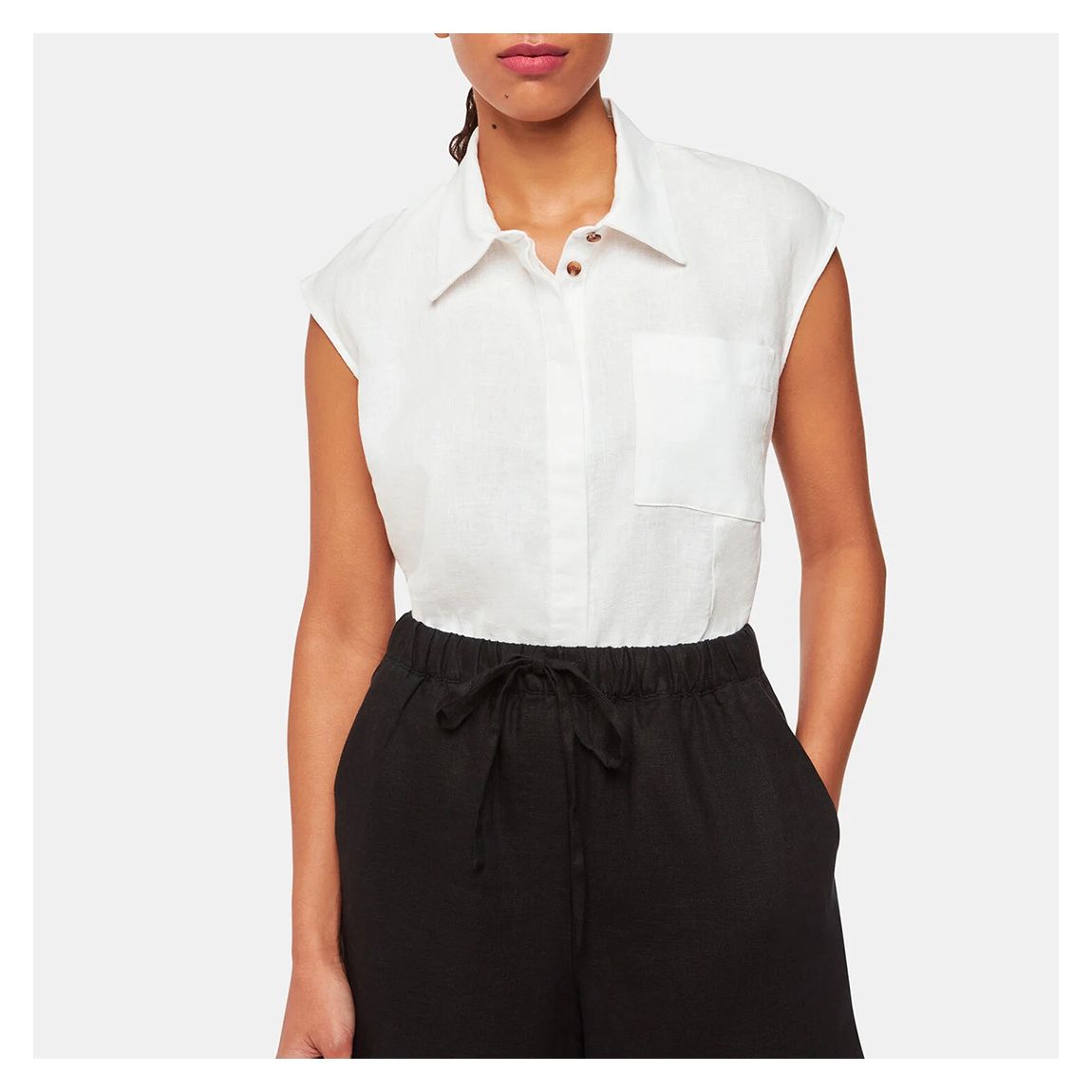 White Olivia Linen Shirt main product photo