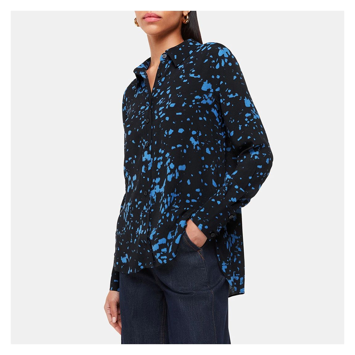 Black Smudged Spot Print Shirt main product photo