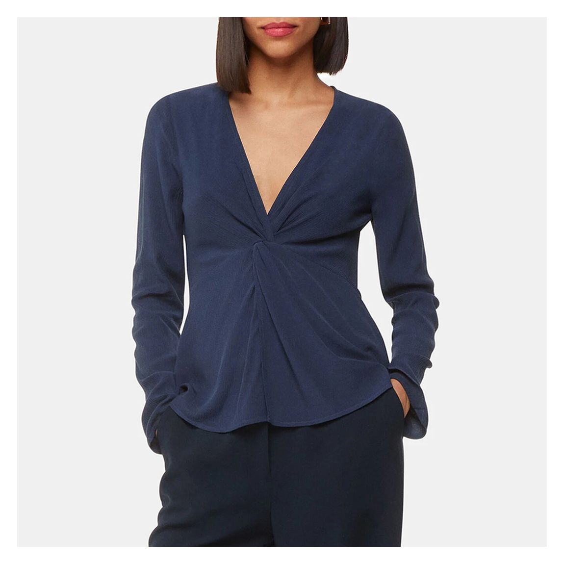 Blue Twist Front Textured Top main product photo