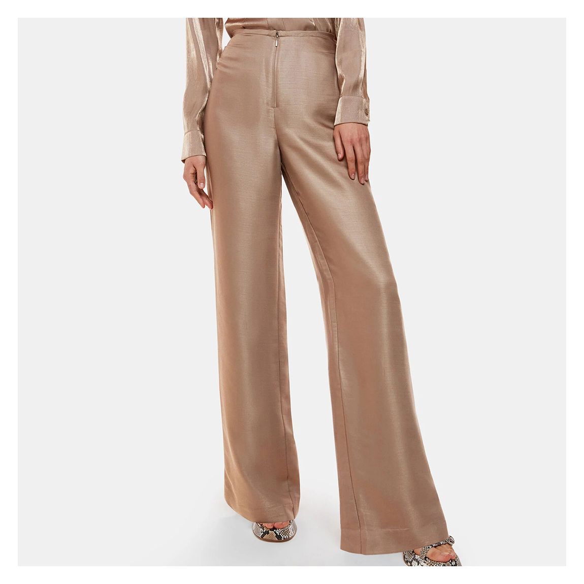 Beige Teigan Metallic Trousers main product photo