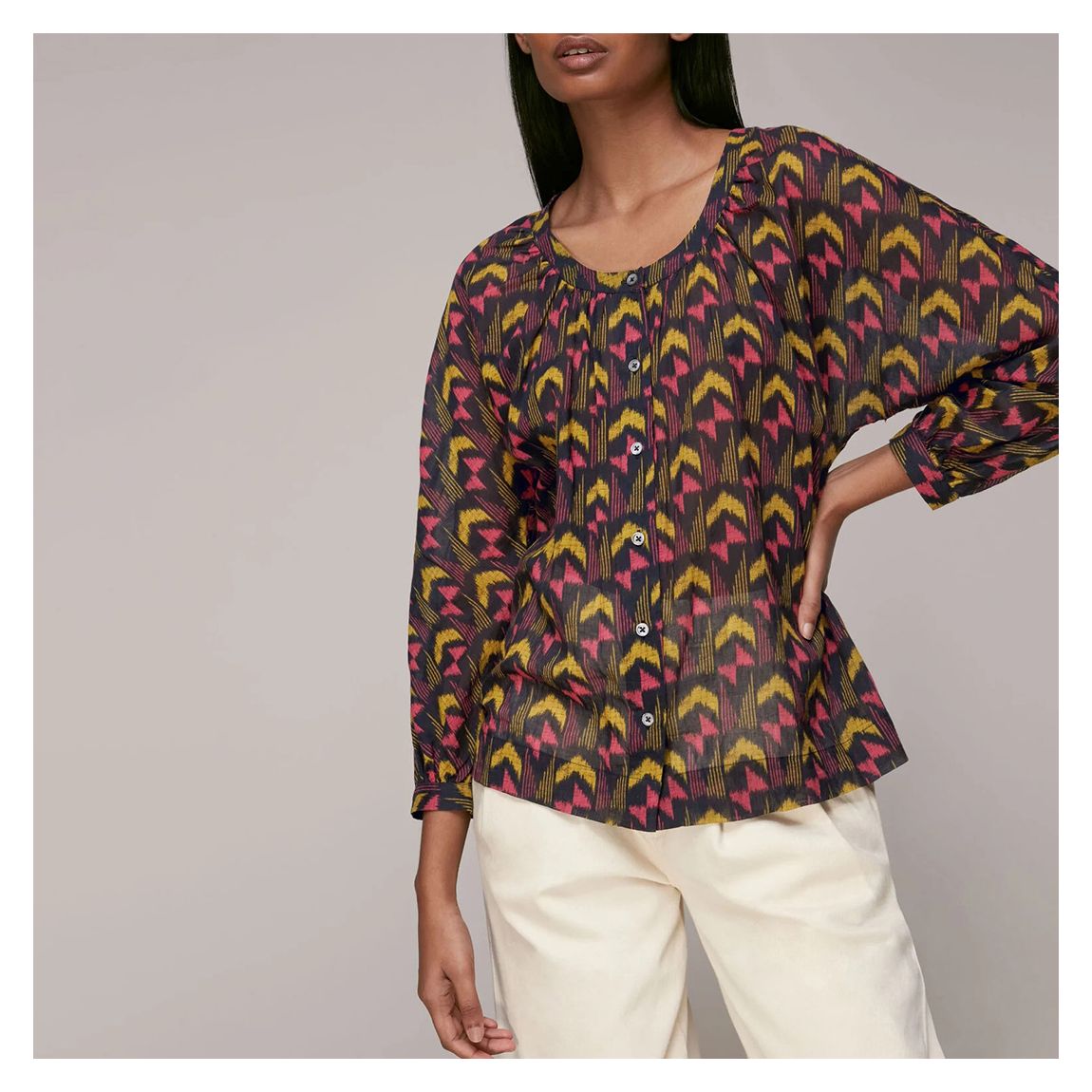 Multi Geometric Ikat Voile Blouse main product photo
