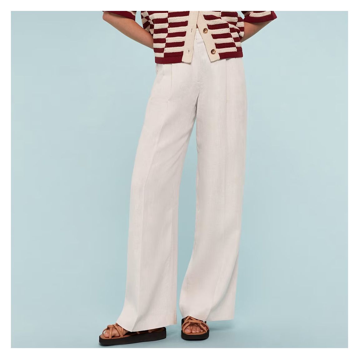 Natural Lea Pleat Linen Trousers main product photo