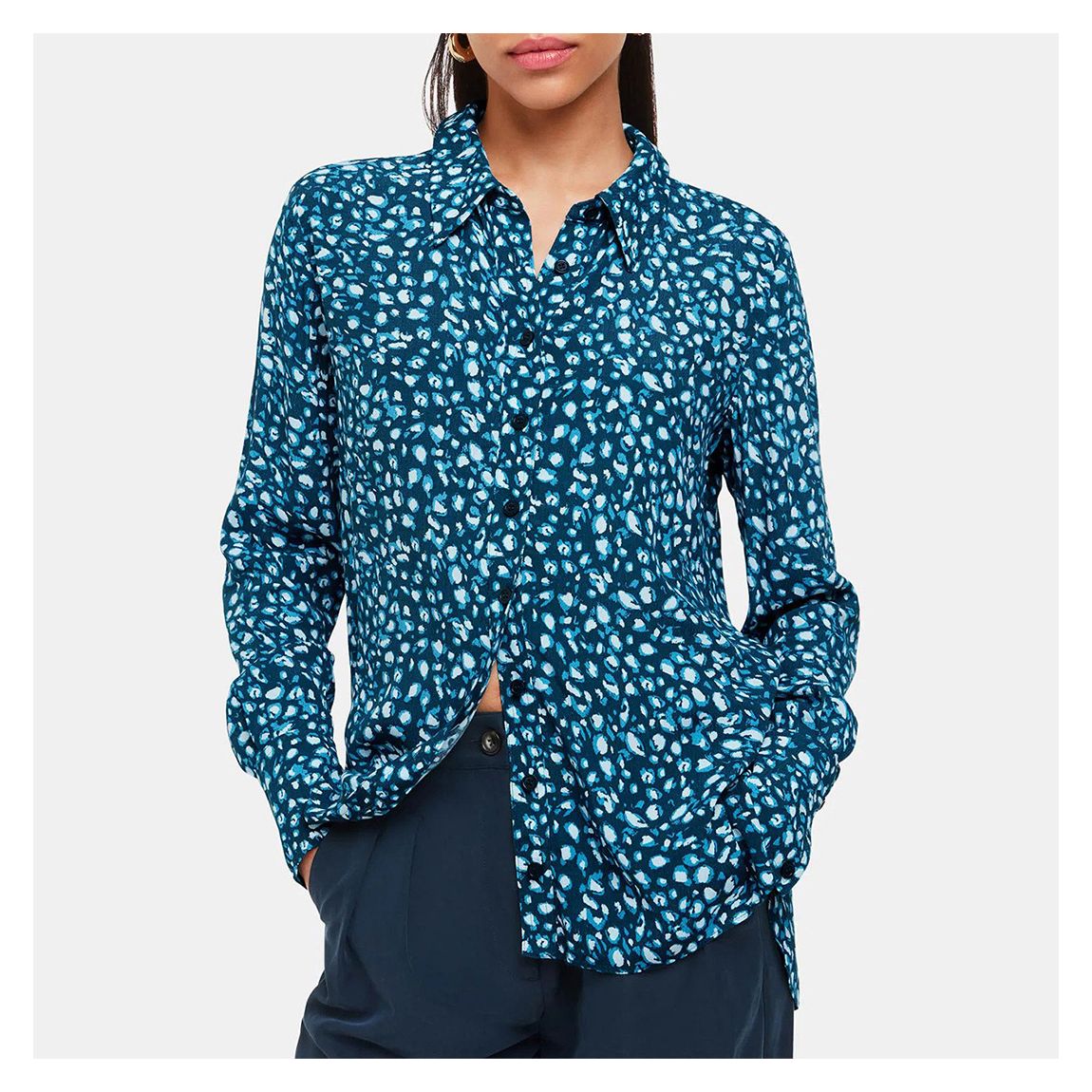 Teal Pastel Leopard Print Shirt main product photo