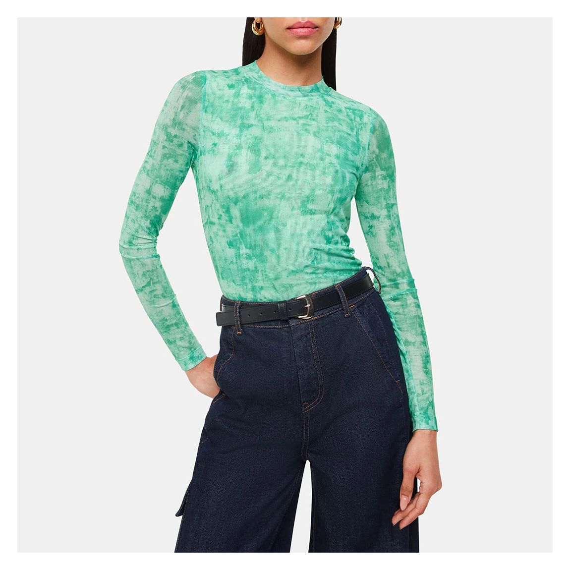 Green Brushwork Print Mesh Jersey main product photo