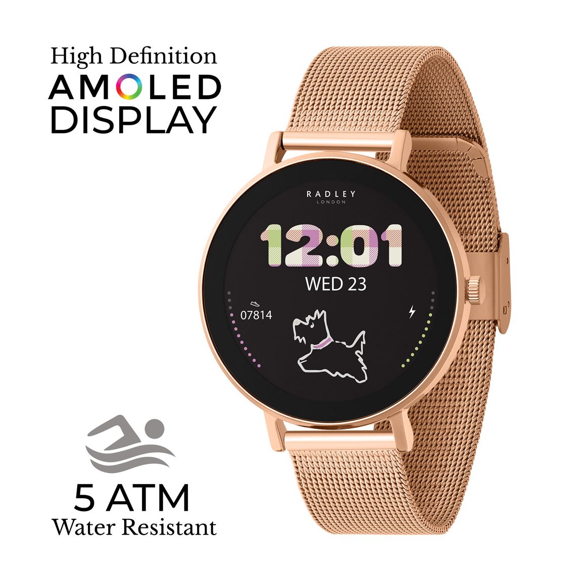 Radley Series 28 AMOLED Rose Gold Mesh Watch main product photo