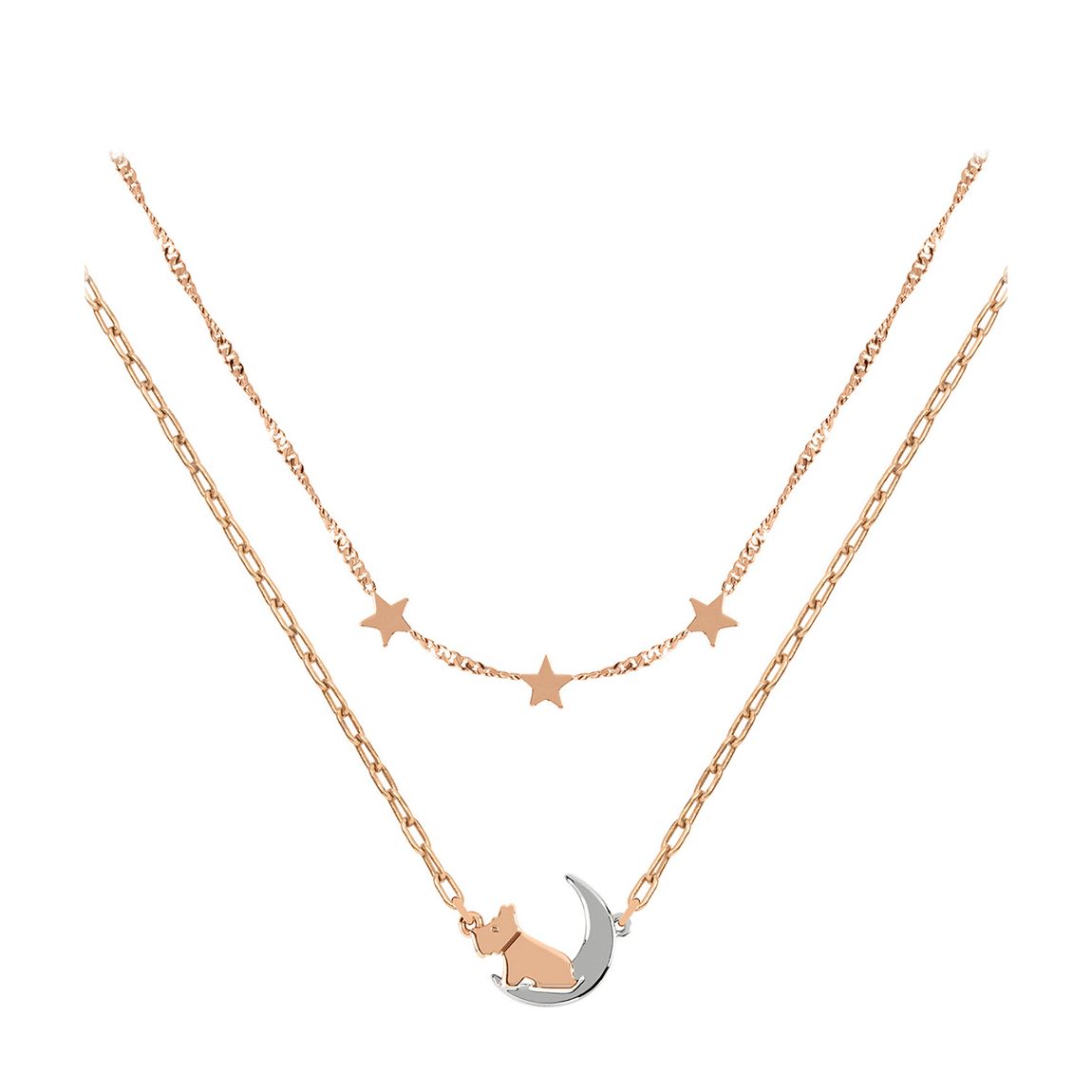Radley Ladies 18ct Rose Gold Plated Two Tone Dog in Moon Necklace main product photo