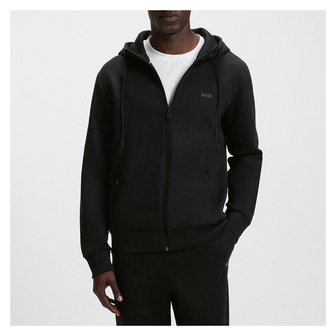 Black Saggy Cotton Blend Zip Hoodie main product photo