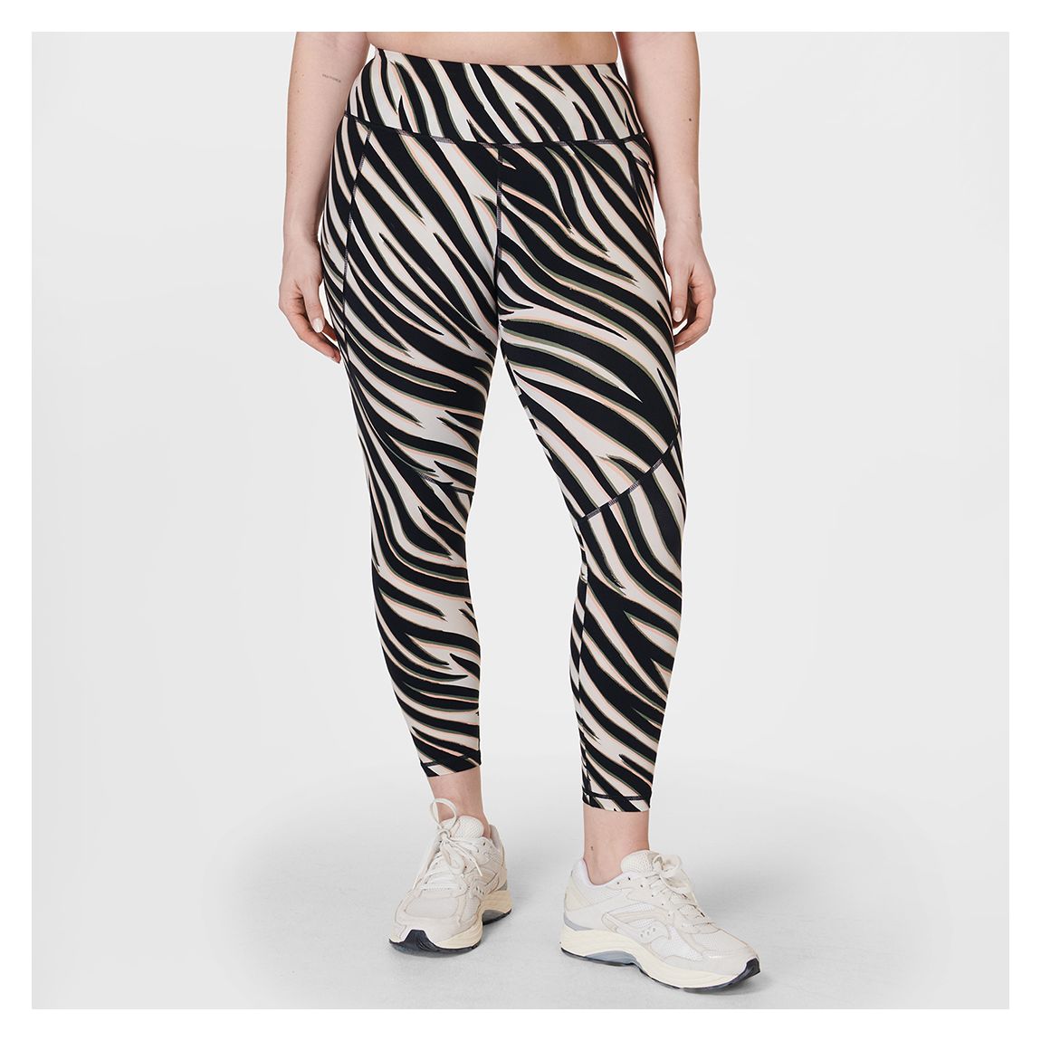 Power 7/8 Workout Leggings - Black Waved Zebra Print main product photo