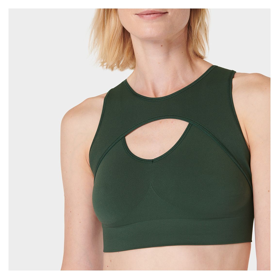 Seamless Plunge Sports Bra - Trek Green main product photo